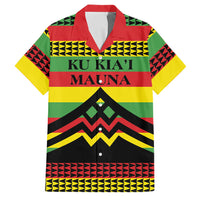 Hawaii Ku Kia'i Mauna Personalized Family Matching Off Shoulder Short Dress and Hawaiian Shirt Hawaiian Kanaka Maoli Motif LT9 Dad's Shirt - Short Sleeve Green - Polynesian Pride