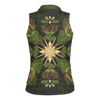 Hawaii Ohia Lehua Squares Women Sleeveless Polo Shirt Hawaiian Quilt Inspired Floral Pattern LT9 - Polynesian Pride