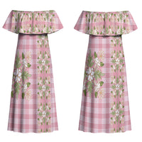 Akala Hamele Hawai'i Palaka Squares Maile Leaf Couples Matching Off Shoulder Maxi Dress and Long Sleeve Button Shirt Flowers Hawaiian Quilt Patterns