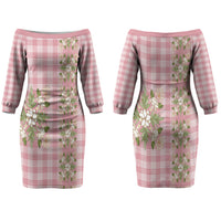 Akala Hamele Hawai'i Palaka Squares Maile Leaf Couples Matching Off The Shoulder Long Sleeve Dress and Long Sleeve Button Shirt Flowers Hawaiian Quilt Patterns