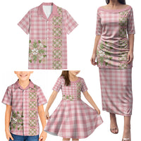 Akala Hamele Hawai'i Palaka Squares Maile Leaf Family Matching Puletasi and Hawaiian Shirt Flowers Hawaiian Quilt Patterns