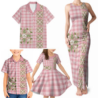Akala Hamele Hawai'i Palaka Squares Maile Leaf Family Matching Tank Maxi Dress and Hawaiian Shirt Flowers Hawaiian Quilt Patterns