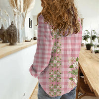 Akala Hamele Hawai'i Palaka Squares Maile Leaf Women Casual Shirt Flowers Hawaiian Quilt Patterns