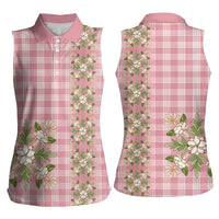 Akala Hamele Hawai'i Palaka Squares Maile Leaf Women Sleeveless Polo Shirt Flowers Hawaiian Quilt Patterns