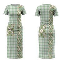 Liko Kukui Hawai'i Palaka Squares Maile Leaf Couples Matching Short Sleeve Bodycon Dress and Long Sleeve Button Shirt Flowers Hawaiian Quilt Patterns