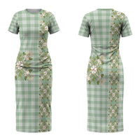 Liko Kukui Hawai'i Palaka Squares Maile Leaf Family Matching Short Sleeve Bodycon Dress and Hawaiian Shirt Flowers Hawaiian Quilt Patterns