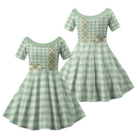 Liko Kukui Hawai'i Palaka Squares Maile Leaf Family Matching Short Sleeve Bodycon Dress and Hawaiian Shirt Flowers Hawaiian Quilt Patterns