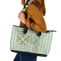 Liko Kukui Hawai'i Palaka Squares Maile Leaf Leather Tote Bag Flowers Hawaiian Quilt Patterns