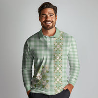 Liko Kukui Hawai'i Palaka Squares Maile Leaf Long Sleeve Polo Shirt Flowers Hawaiian Quilt Patterns