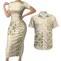Melemele Ahiahia Hawai'i Palaka Squares Maile Leaf Couples Matching Short Sleeve Bodycon Dress and Hawaiian Shirt Flowers Hawaiian Quilt Patterns