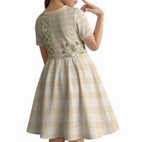 Melemele Ahiahia Hawai'i Palaka Squares Maile Leaf Kid Short Sleeve Dress Flowers Hawaiian Quilt Patterns