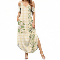 Melemele Ahiahia Hawai'i Palaka Squares Maile Leaf Summer Maxi Dress Flowers Hawaiian Quilt Patterns