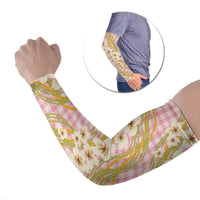 Akala Hamele Palaka Plumeria Arm Sleeves Puakenikeni and Maile Lei