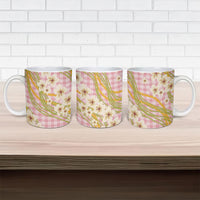 Akala Hamele Palaka Plumeria Ceramic Mug Puakenikeni and Maile Lei