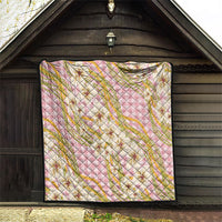 Akala Hamele Palaka Plumeria Quilt Puakenikeni and Maile Lei