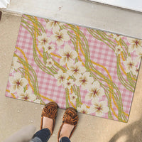 Akala Hamele Palaka Plumeria Rubber Doormat Puakenikeni and Maile Lei