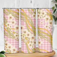 Akala Hamele Palaka Plumeria Skinny Tumbler Puakenikeni and Maile Lei