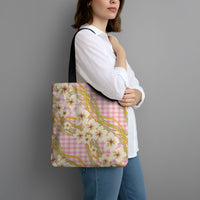 Akala Hamele Palaka Plumeria Tote Bag Puakenikeni and Maile Lei