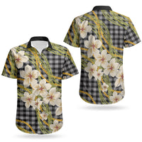 Ele'ele Hawai'i Palaka Plumeria Couples Matching Summer Maxi Dress and Hawaiian Shirt Puakenikeni and Maile Lei