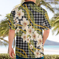 Ele'ele Hawai'i Palaka Plumeria Hawaiian Shirt Puakenikeni and Maile Lei
