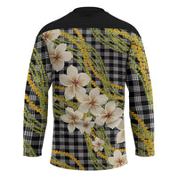 Ele'ele Hawai'i Palaka Plumeria Hockey Jersey Puakenikeni and Maile Lei