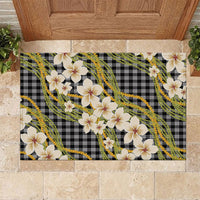 Ele'ele Hawai'i Palaka Plumeria Rubber Doormat Puakenikeni and Maile Lei