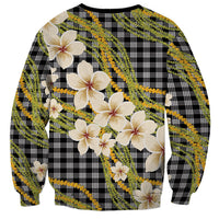 Ele'ele Hawai'i Palaka Plumeria Sweatshirt Puakenikeni and Maile Lei
