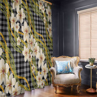 Ele'ele Hawai'i Palaka Plumeria Window Curtain Puakenikeni and Maile Lei