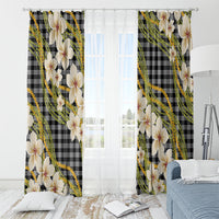 Ele'ele Hawai'i Palaka Plumeria Window Curtain Puakenikeni and Maile Lei