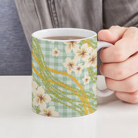 Liko Kukui Hawai'i Palaka Plumeria Ceramic Mug Puakenikeni and Maile Lei