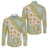 Liko Kukui Hawai'i Palaka Plumeria Family Matching Short Sleeve Bodycon Dress and Hawaiian Shirt Puakenikeni and Maile Lei