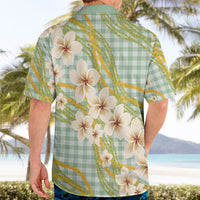 Liko Kukui Hawai'i Palaka Plumeria Hawaiian Shirt Puakenikeni and Maile Lei