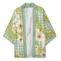 Liko Kukui Hawai'i Palaka Plumeria Kimono Puakenikeni and Maile Lei