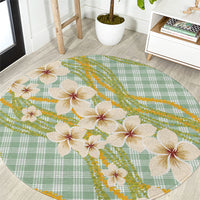 Liko Kukui Hawai'i Palaka Plumeria Round Carpet Puakenikeni and Maile Lei