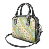 Liko Kukui Hawai'i Palaka Plumeria Shoulder Handbag Puakenikeni and Maile Lei