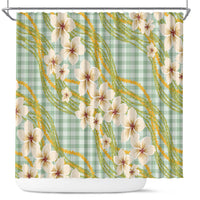 Liko Kukui Hawai'i Palaka Plumeria Shower Curtain Puakenikeni and Maile Lei