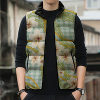 Liko Kukui Hawai'i Palaka Plumeria Sleeveless Puffer Jacket Puakenikeni and Maile Lei