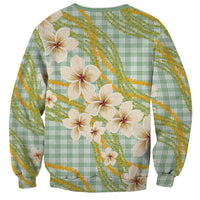 Liko Kukui Hawai'i Palaka Plumeria Sweatshirt Puakenikeni and Maile Lei