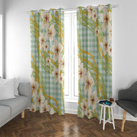 Liko Kukui Hawai'i Palaka Plumeria Window Curtain Puakenikeni and Maile Lei