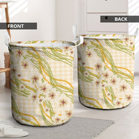 Melemele Ahiahia Hawai'i Palaka Plumeria Laundry Basket Puakenikeni and Maile Lei