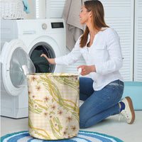 Melemele Ahiahia Hawai'i Palaka Plumeria Laundry Basket Puakenikeni and Maile Lei