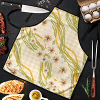 Melemele Ahiahia Hawai'i Palaka Plumeria Apron Puakenikeni and Maile Lei