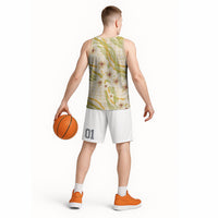 Melemele Ahiahia Hawai'i Palaka Plumeria Basketball Jersey Puakenikeni and Maile Lei