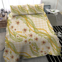 Melemele Ahiahia Hawai'i Palaka Plumeria Bedding Set Puakenikeni and Maile Lei