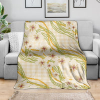 Melemele Ahiahia Hawai'i Palaka Plumeria Blanket Puakenikeni and Maile Lei