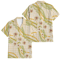 Melemele Ahiahia Hawai'i Palaka Plumeria Family Matching Mermaid Dress and Hawaiian Shirt Puakenikeni and Maile Lei