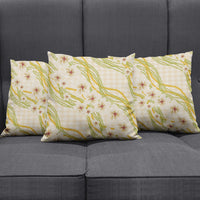 Melemele Ahiahia Hawai'i Palaka Plumeria Pillow Cover Puakenikeni and Maile Lei