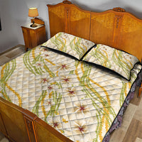 Melemele Ahiahia Hawai'i Palaka Plumeria Quilt Bed Set Puakenikeni and Maile Lei