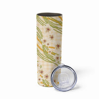 Melemele Ahiahia Hawai'i Palaka Plumeria Skinny Tumbler Puakenikeni and Maile Lei