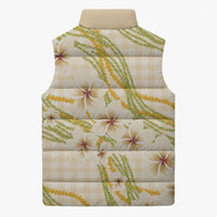 Melemele Ahiahia Hawai'i Palaka Plumeria Sleeveless Puffer Jacket Puakenikeni and Maile Lei